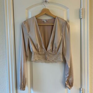 Elegant Beige Long Sleeve Top